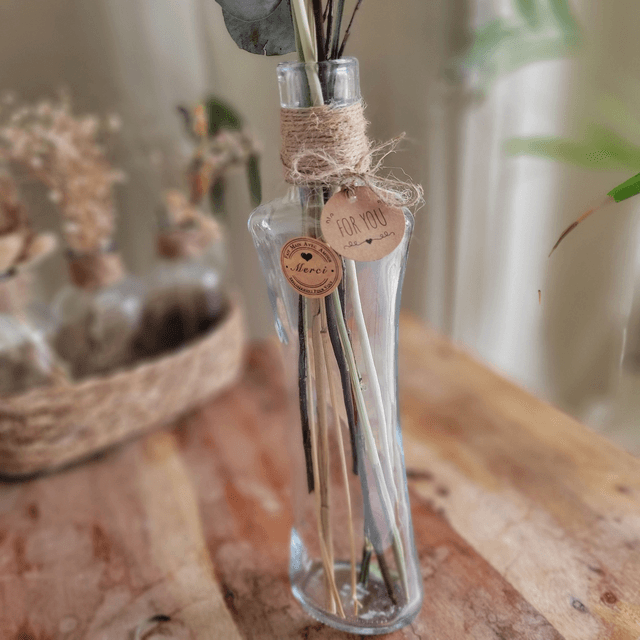 Vase en verre décoratif fleurs séchées